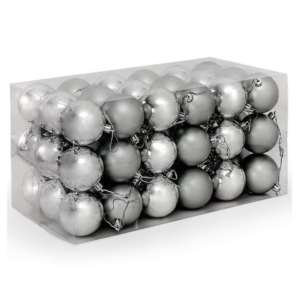Paquete 54 Bolas de Navidad Color de plata 6 cm Decoración navideña