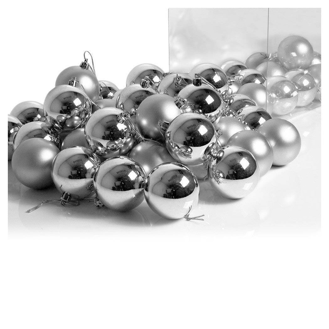Paquete 54 Bolas de Navidad Color de plata 6 cm Decoración navideña