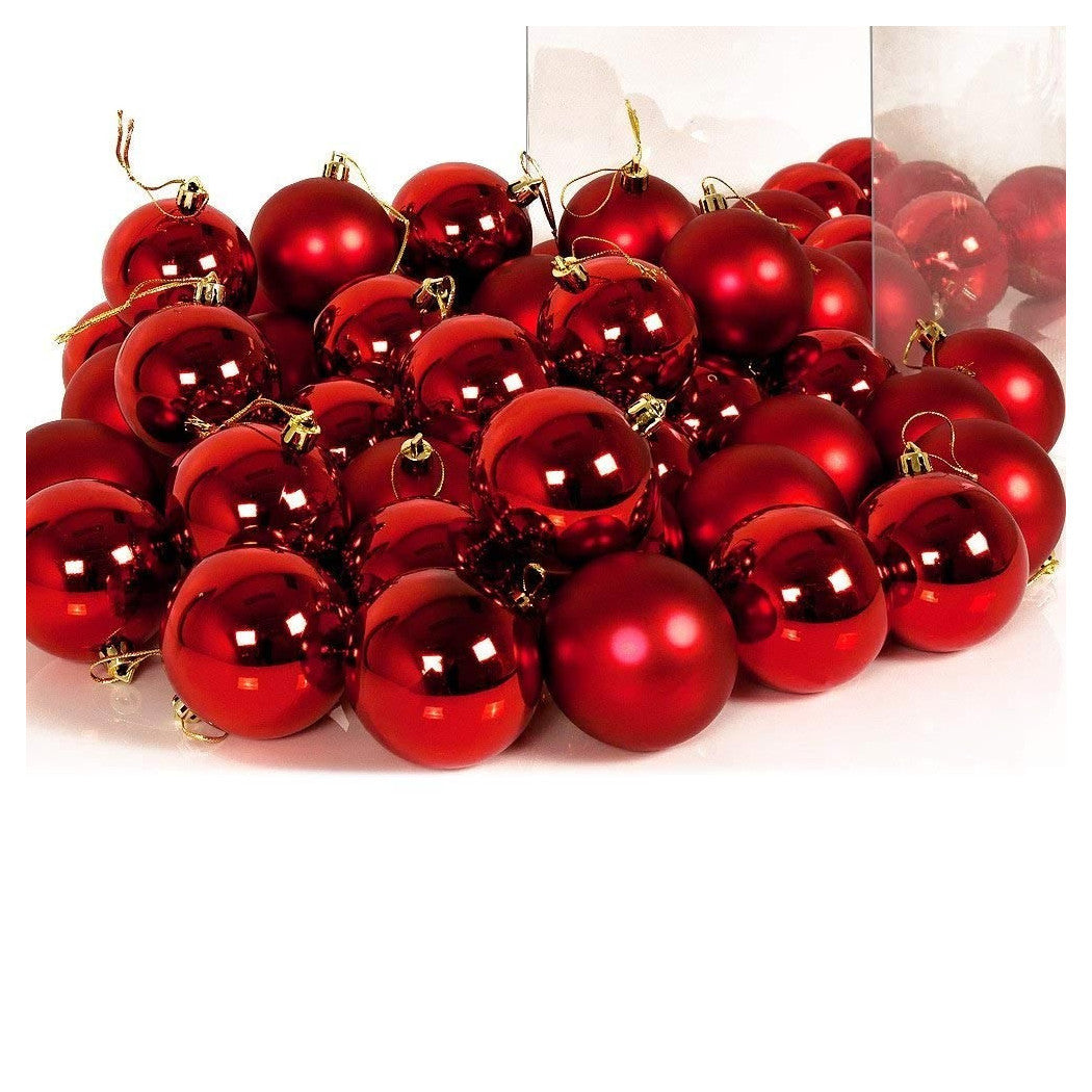 Paquete 54 Bolas de Navidad Decoración navideña roja 6 cm