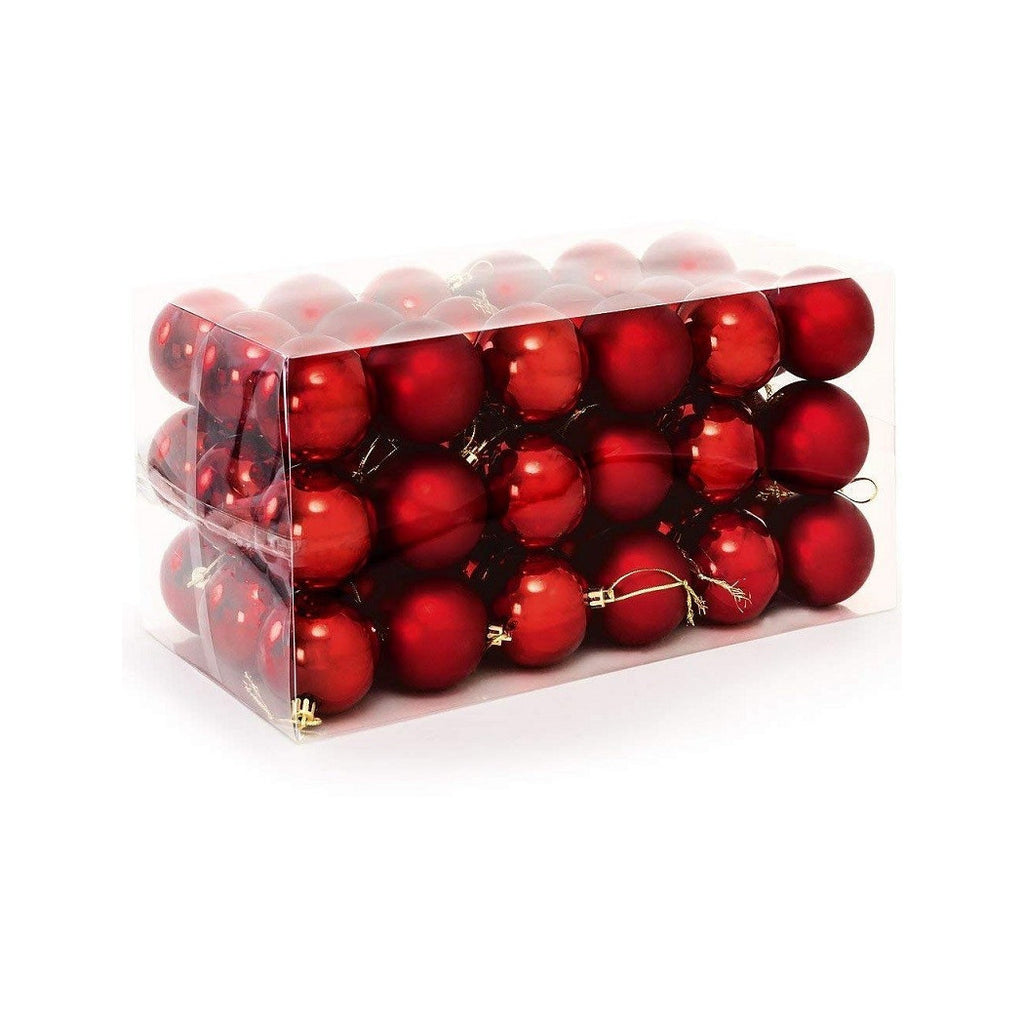 Paquete 54 Bolas de Navidad Decoración navideña roja 6 cm