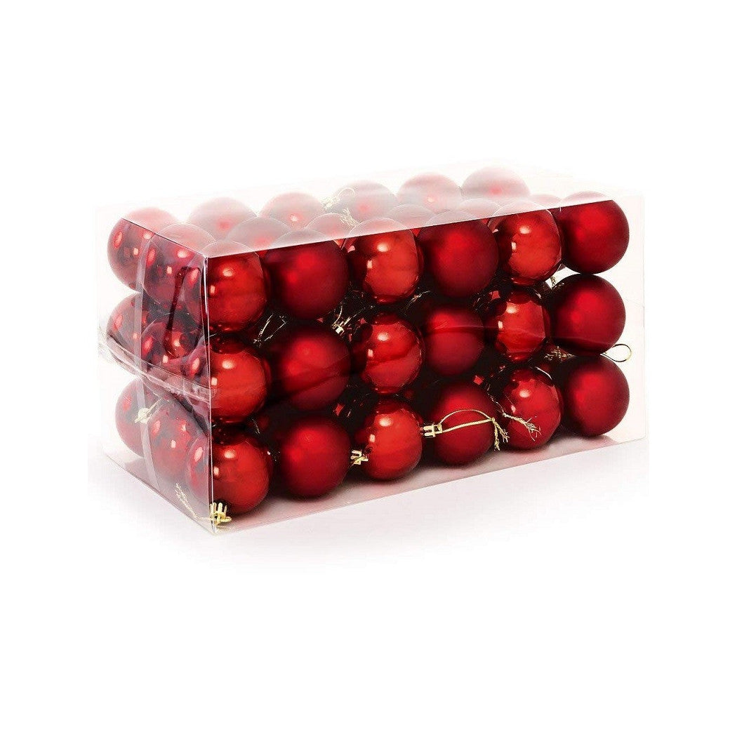 Paquete 54 Bolas de Navidad Decoración navideña roja 6 cm