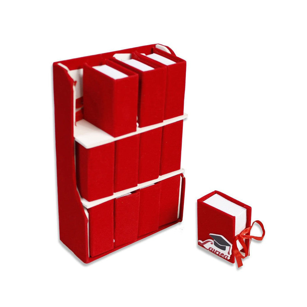 Paquete de 12 cajas en favores de boda de terciopelo para la graduación roja con la bandeja