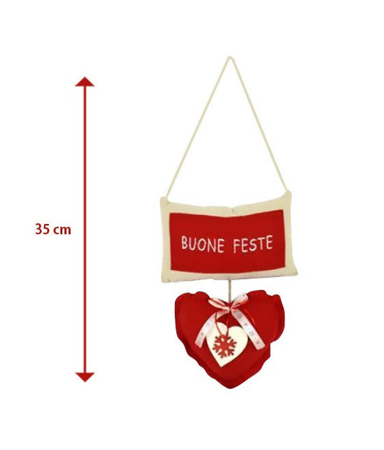 Percha de almohada con corazón y vacaciones escritas felices 2 colores decoraciones navideñas