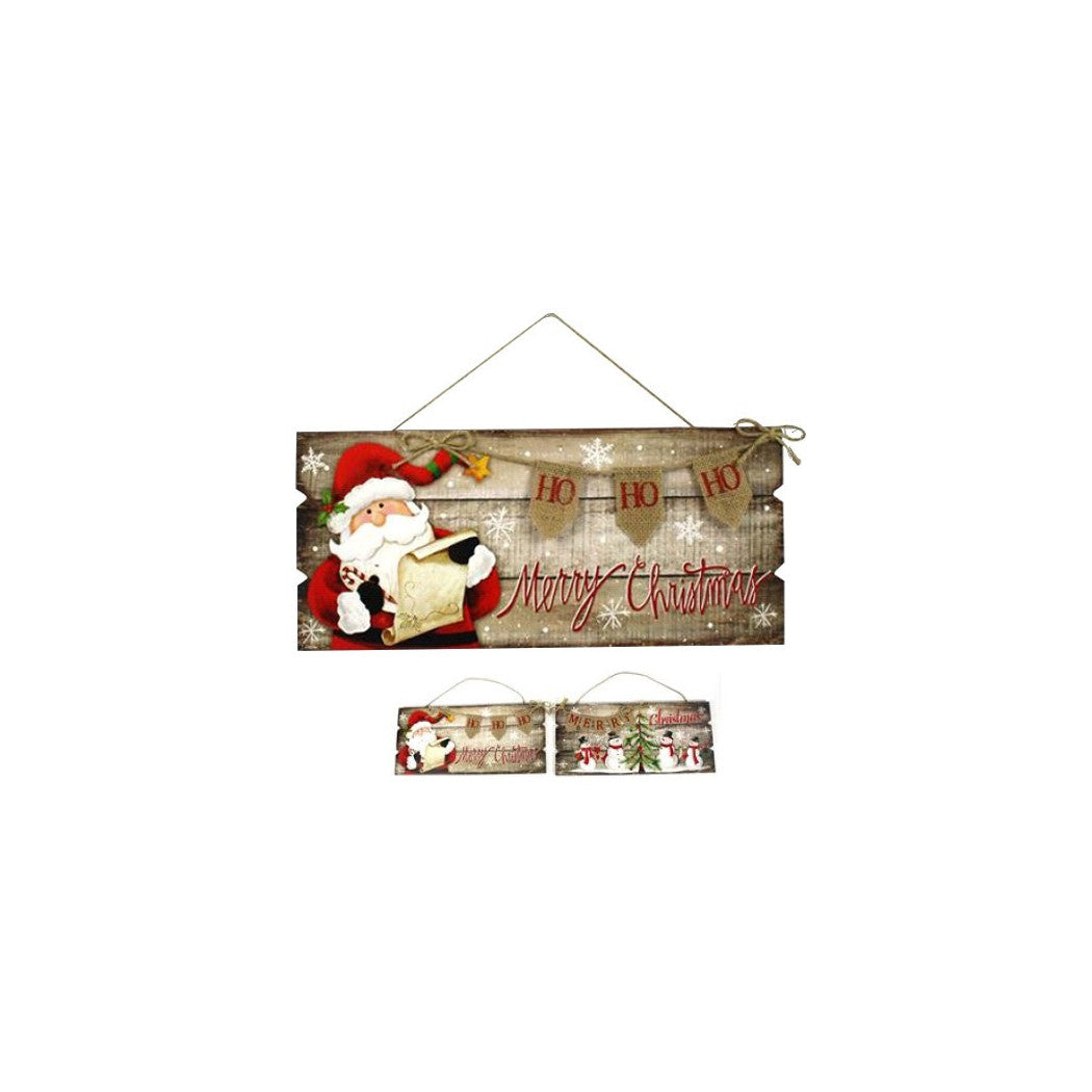 Percha de madera con Santa Claus escrito Juta 2 Modelos Decoraciones navideñas