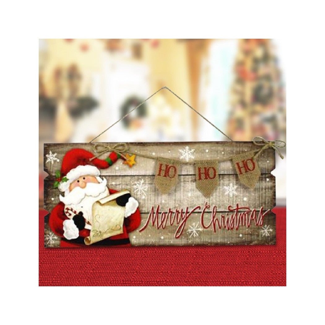 Percha de madera con Santa Claus escrito Juta 2 Modelos Decoraciones navideñas