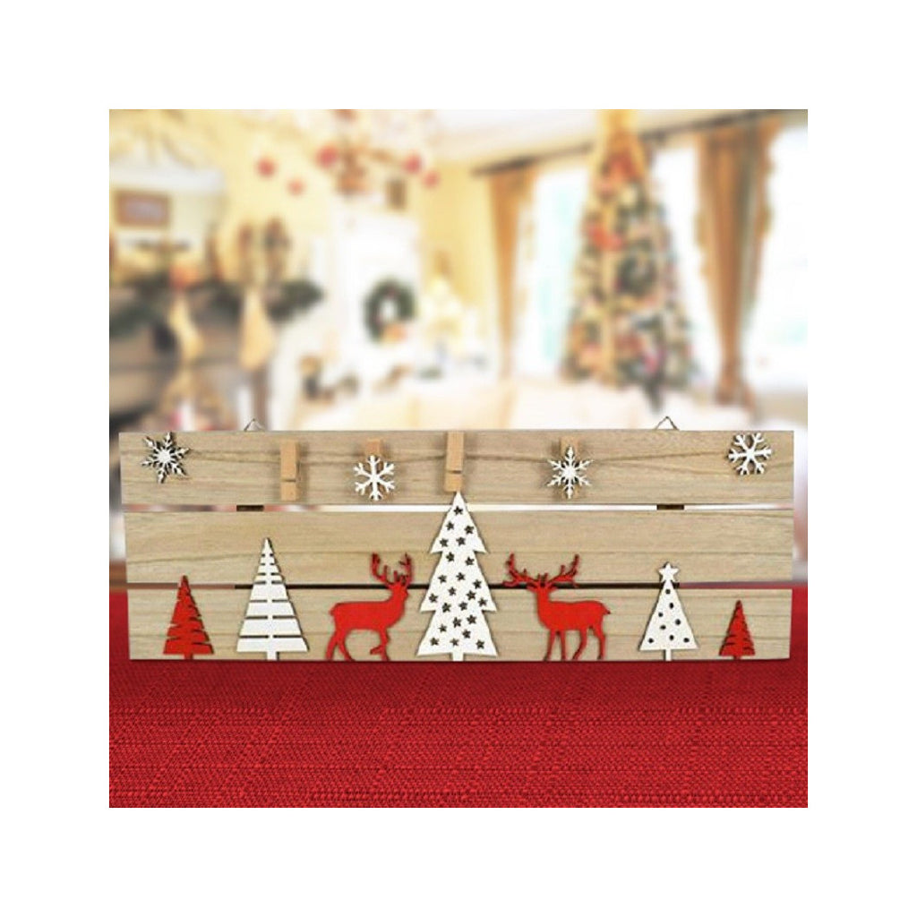 Percha de Navidad de madera con pinzas y dibujos 53 cm decoraciones navideñas