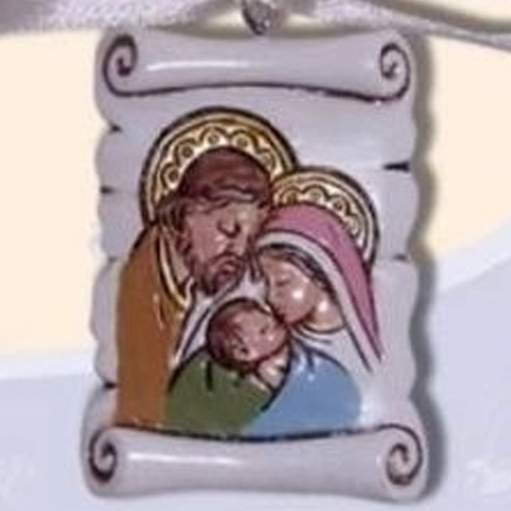 Percha de suspensión con pergamino familiar sagrado x Comunión de bautismo