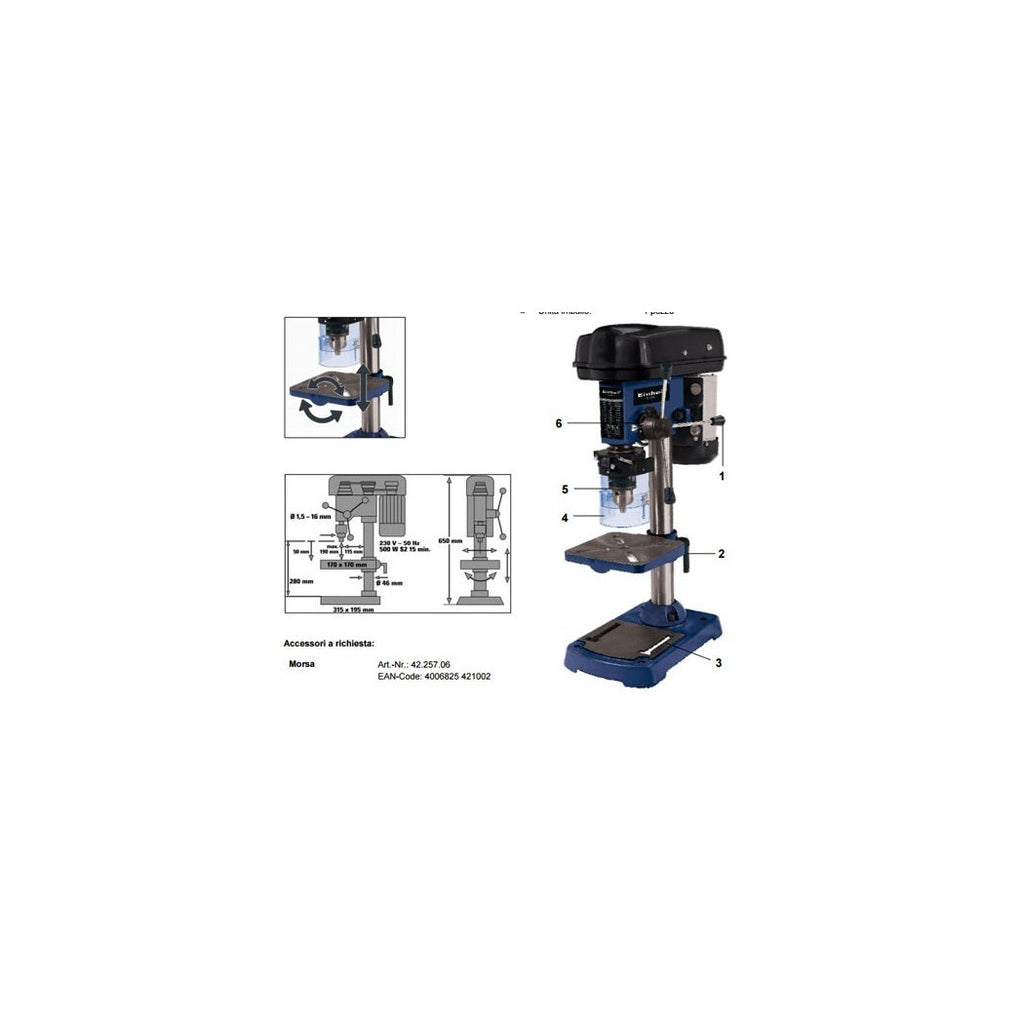 Perforación de columna Einhell BT-BD 501 Motor 500W High 650mm