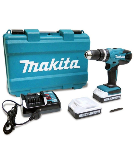 Perforación de percusión con percusión Makita HP457DWE a baterías de litio de 18V 1.5AH