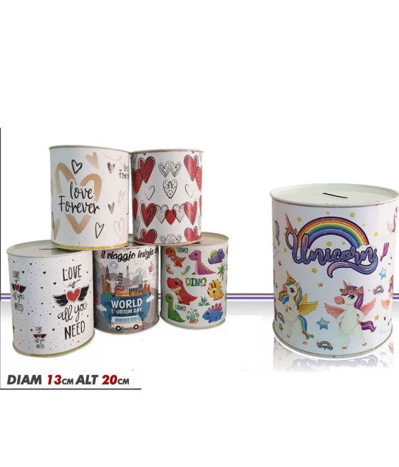 Piggy Bank Forma Tower Goma Cap Decoupage Monedas Billetes de regalo Idea