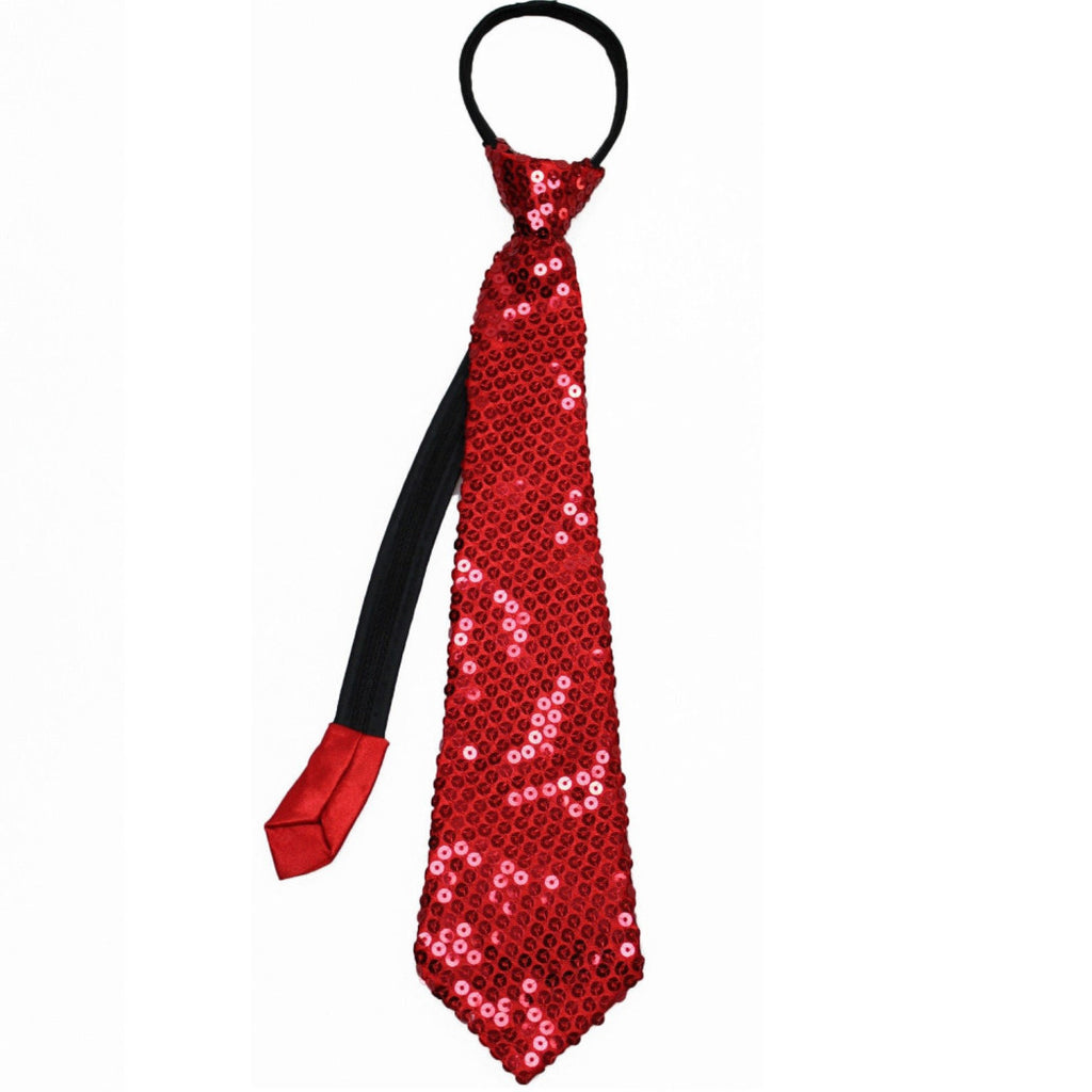 Red sequin tie theater sequins satin cravattino frack party dance