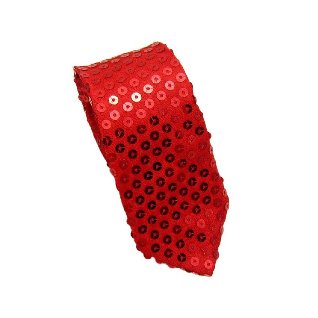 Red sequin tie theater sequins satin cravattino frack party dance