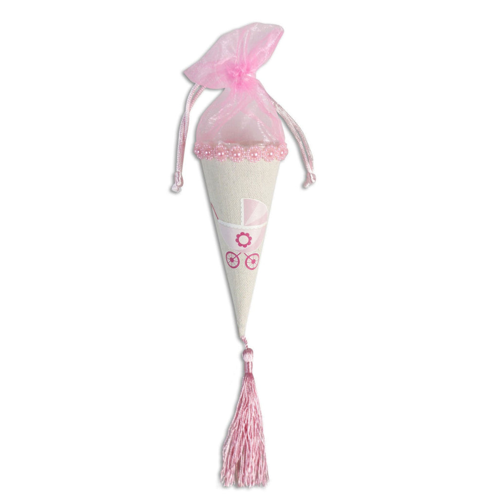 Set 12 Conos Puerta Favor de confeti para el bautismo del nacimiento Bebé femenino rosa