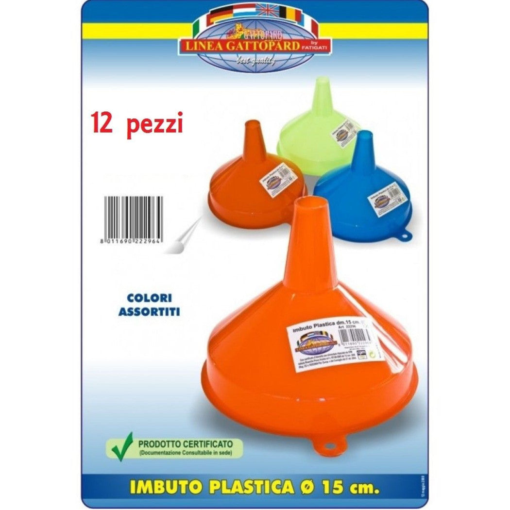 Set 12 Funnel Plastic Funnel Diámetro 15 cm en varios colores Utensileo Cocina