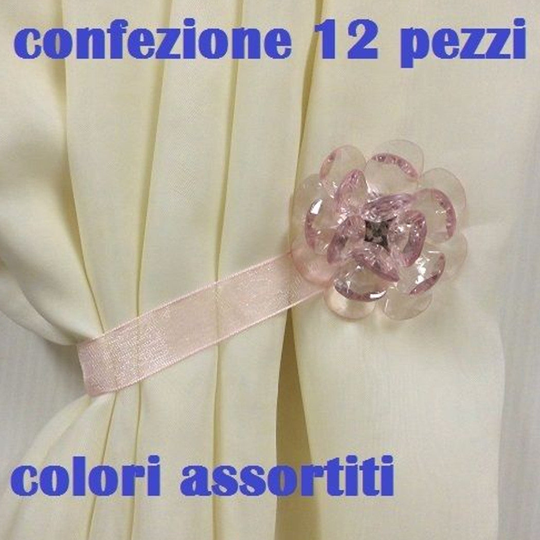 Set 12 Leggiata Legamento detiene el diámetro de la flor de cristal de cristal colorido 5 cm