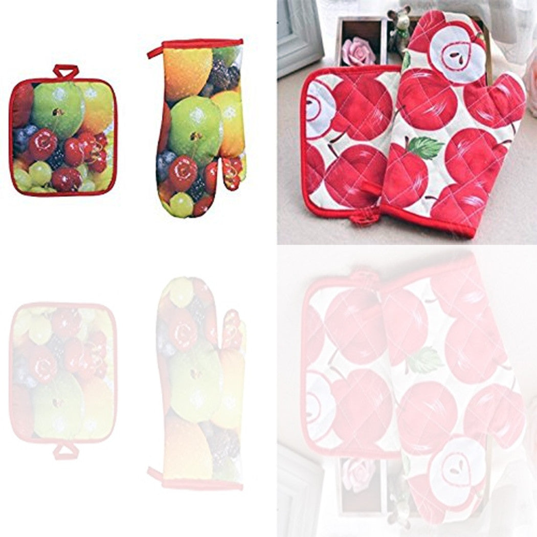Set 2 guantes guantes al horno + 2 algodón cocina algodón bolsa titlie