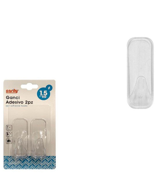 Set 2pcs gancho adhesivo 2.5kg 6x6x4cm Plástico abrigo de guardarropa Perchero Kids Kids