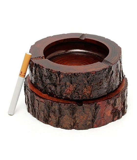 Set 3 Corteza de madera Cenicero 10cm con venas de madera Muebles de tronco oriental