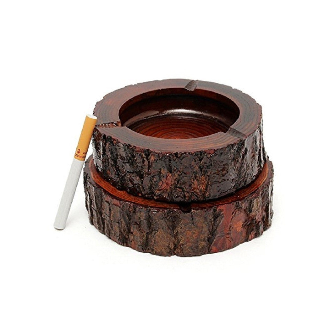 Set 3 Corteza de madera Cenicero 10cm con venas de madera Muebles de tronco oriental