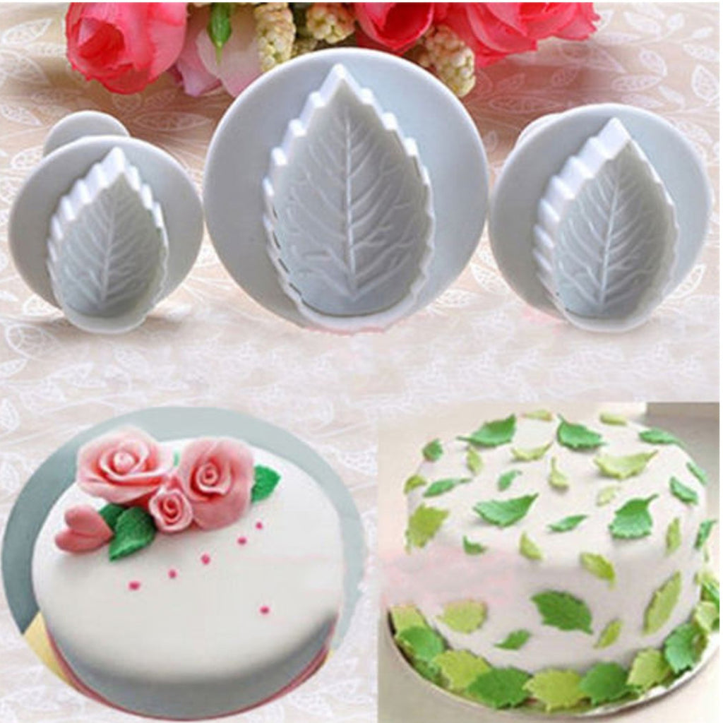 Set 3 molds ejection shape leaf paste sugar cake design decorates sweets