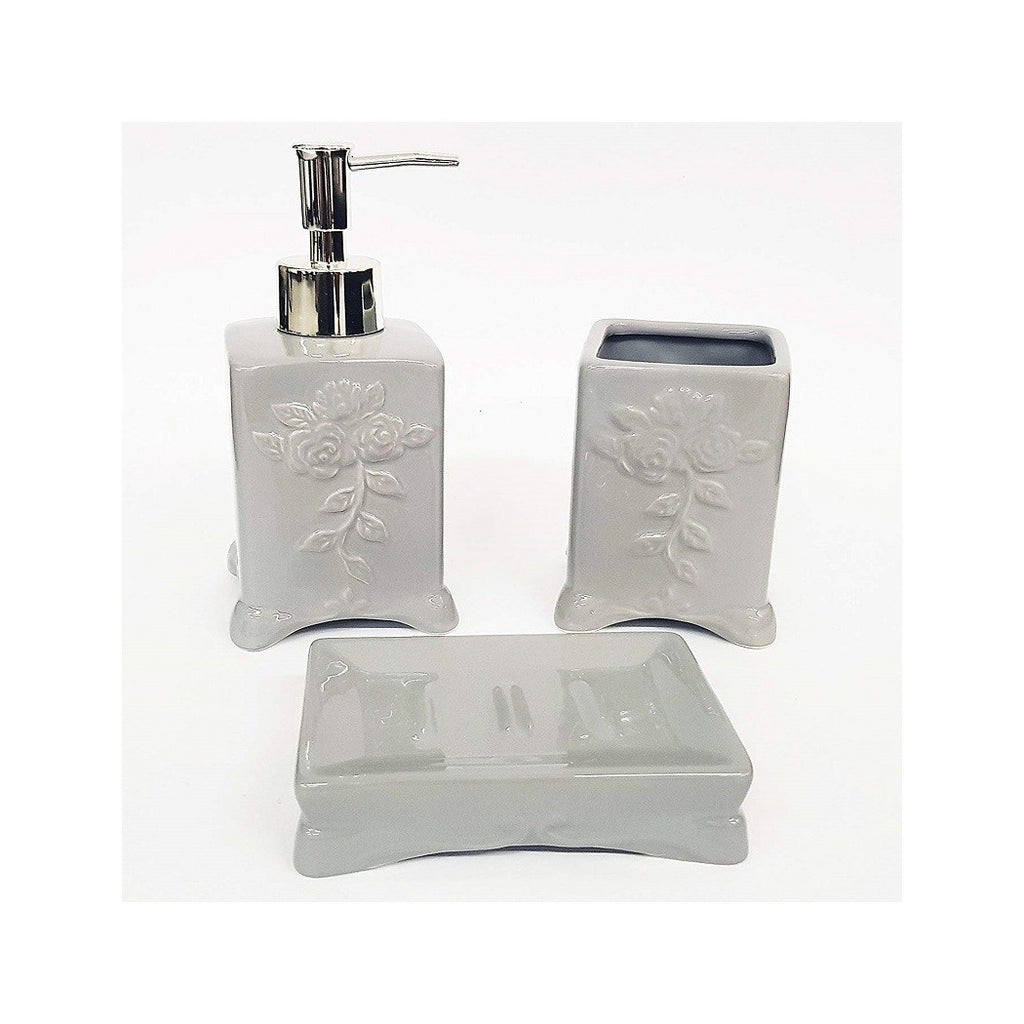 Set 3 unids Baño de flores gris flores Dispensador de cerámica Puerta Puerta Puerta Puerta de Puerta Cepillos de Dormitor