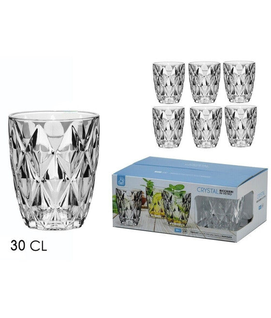 Set 6 gafas de vidrio decoradas corazones coloridos 250ml bebidas de agua