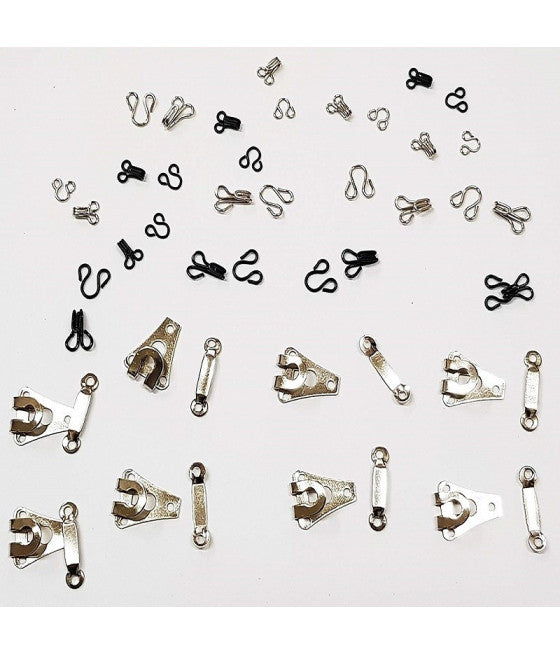 Set de 24 pares Ganchos de uncinelli de acero negro para la costurera pantalones de jeans de costurera