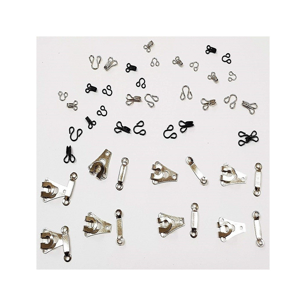 Set de 24 pares Ganchos de uncinelli de acero negro para la costurera pantalones de jeans de costurera