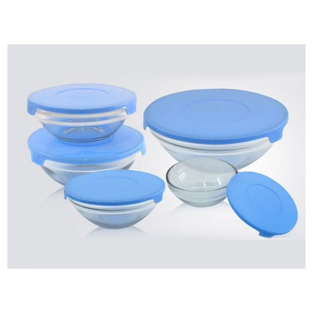 Set de 5 piezas Contenedores de tazón cuencos tazón de vidrio Cap Microonde Frezere