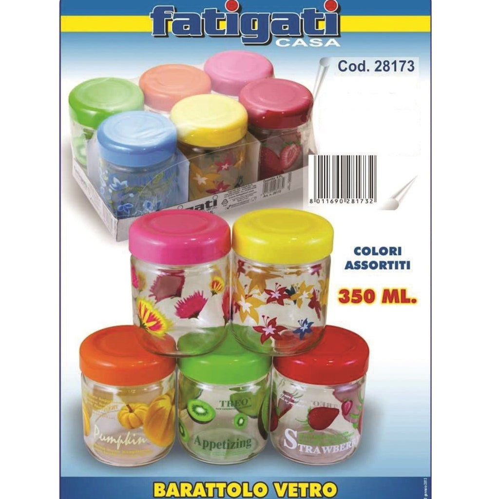 Set de 6 piezas Traseros de vidrio colorido contenedores de plástico 350 ml