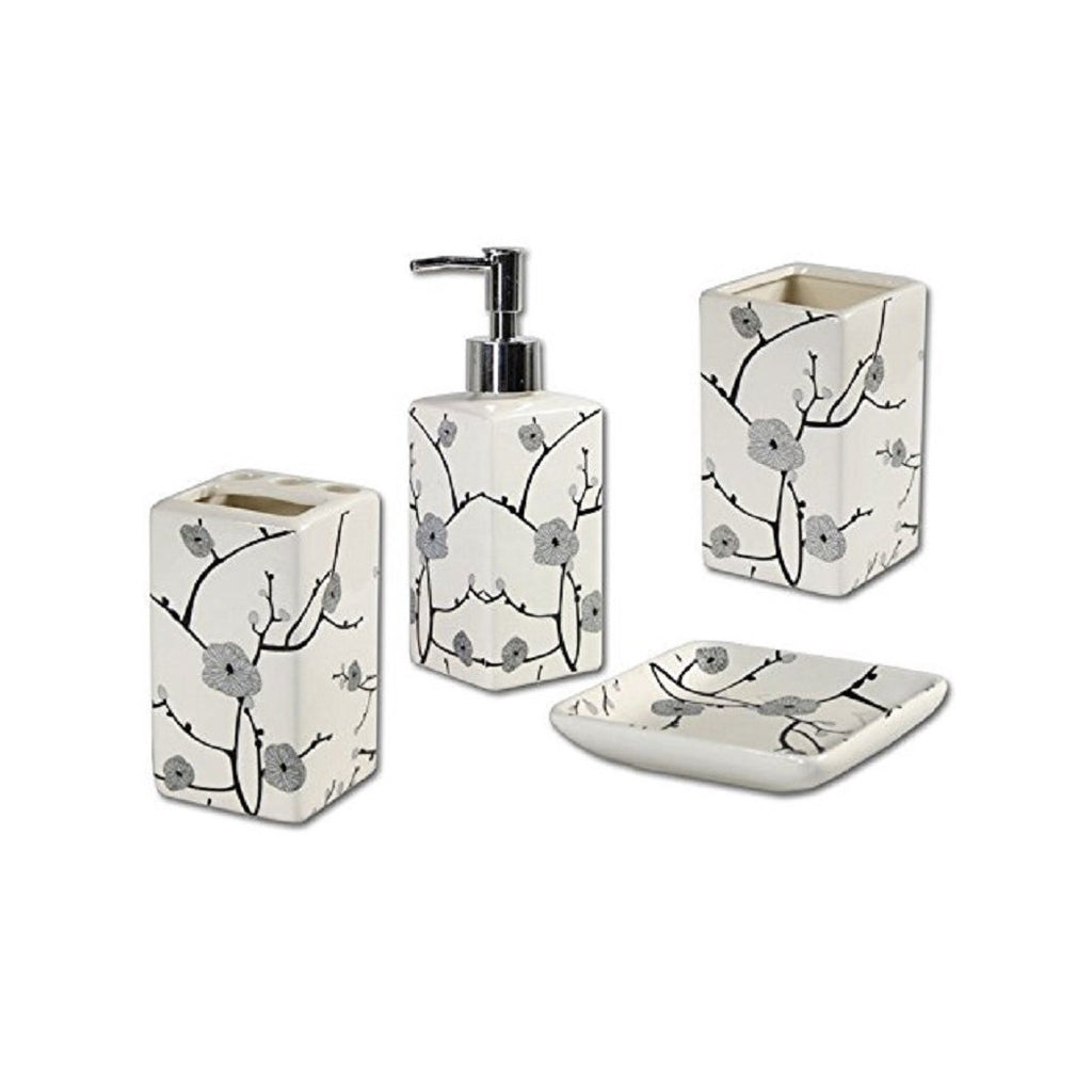 Set de baño Flores Puerta de vidrio de jabón de cerámica japonesa