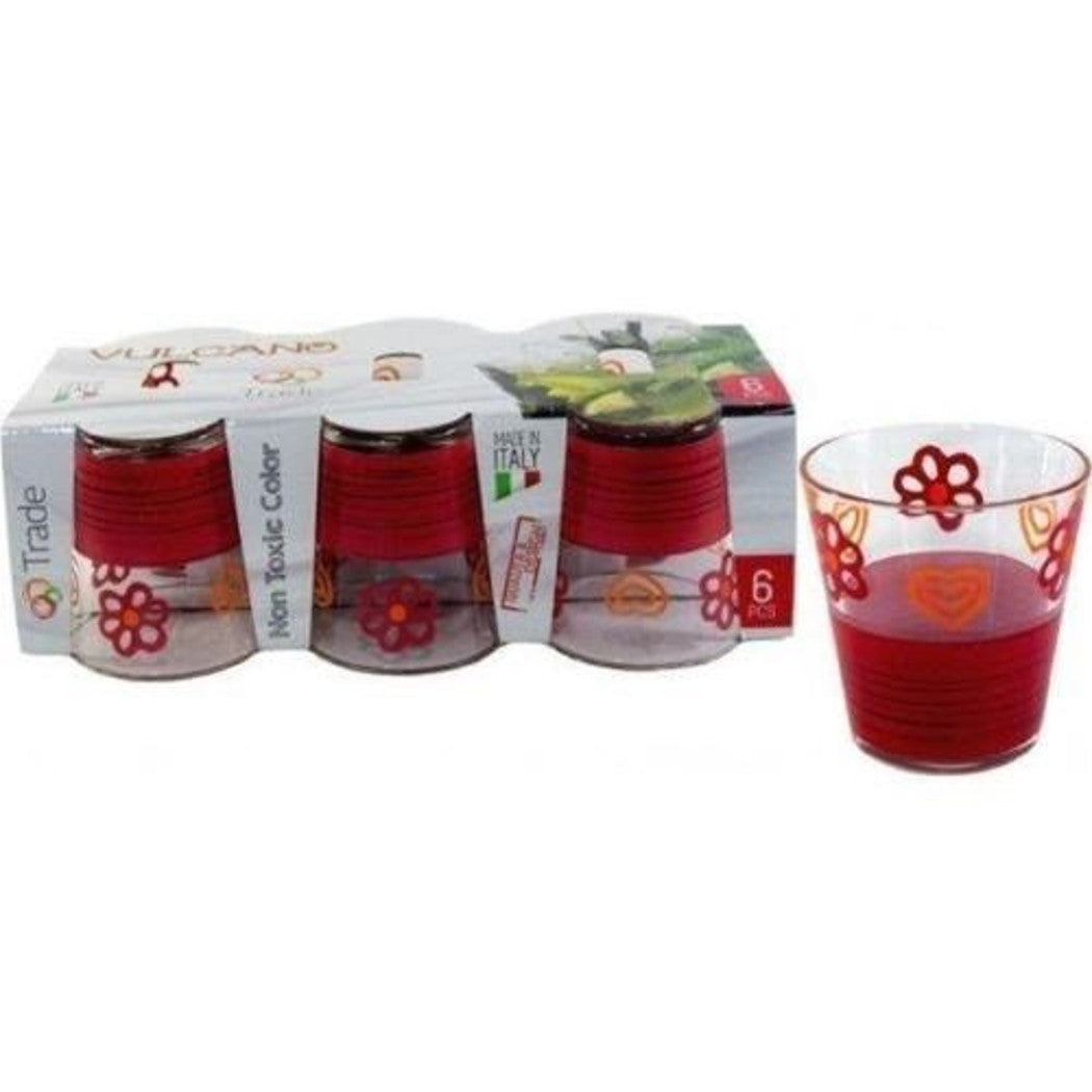 Set de servicio 6 piezas de gafas decoradas vidrio volcán rojo