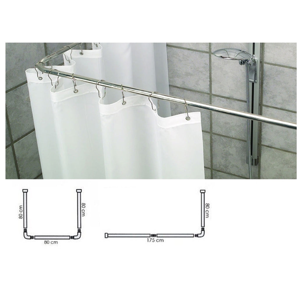 Soporte de cortina de ducha en baño de acero gris 80x80x80 Barra de barra de palo marco curvado