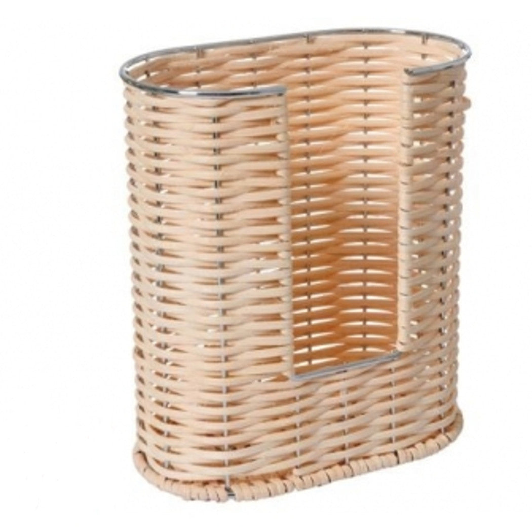 Tenedor de vidrio doble en metal y ratán de mimbre 2 compartimentos