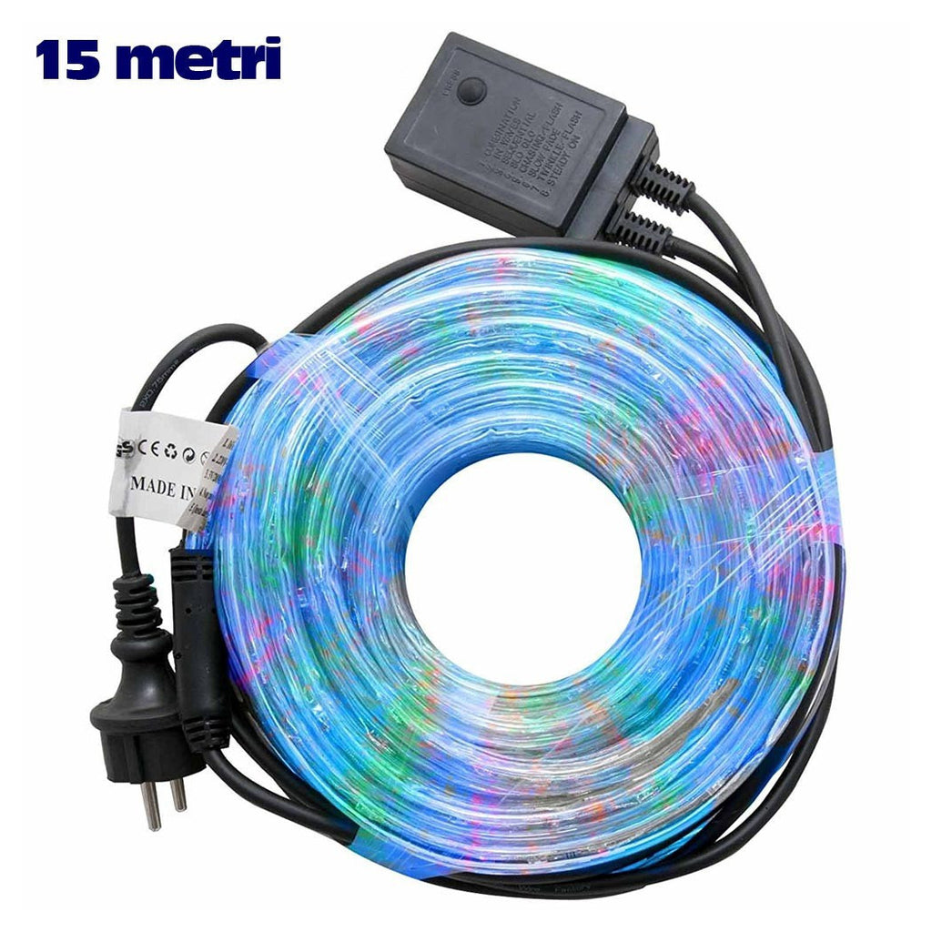 TUBO LUMINOSO NATALIO 15MT LED MULTICOLOR CONTROLER 8 FUNCIONES PARA EXTERNAL