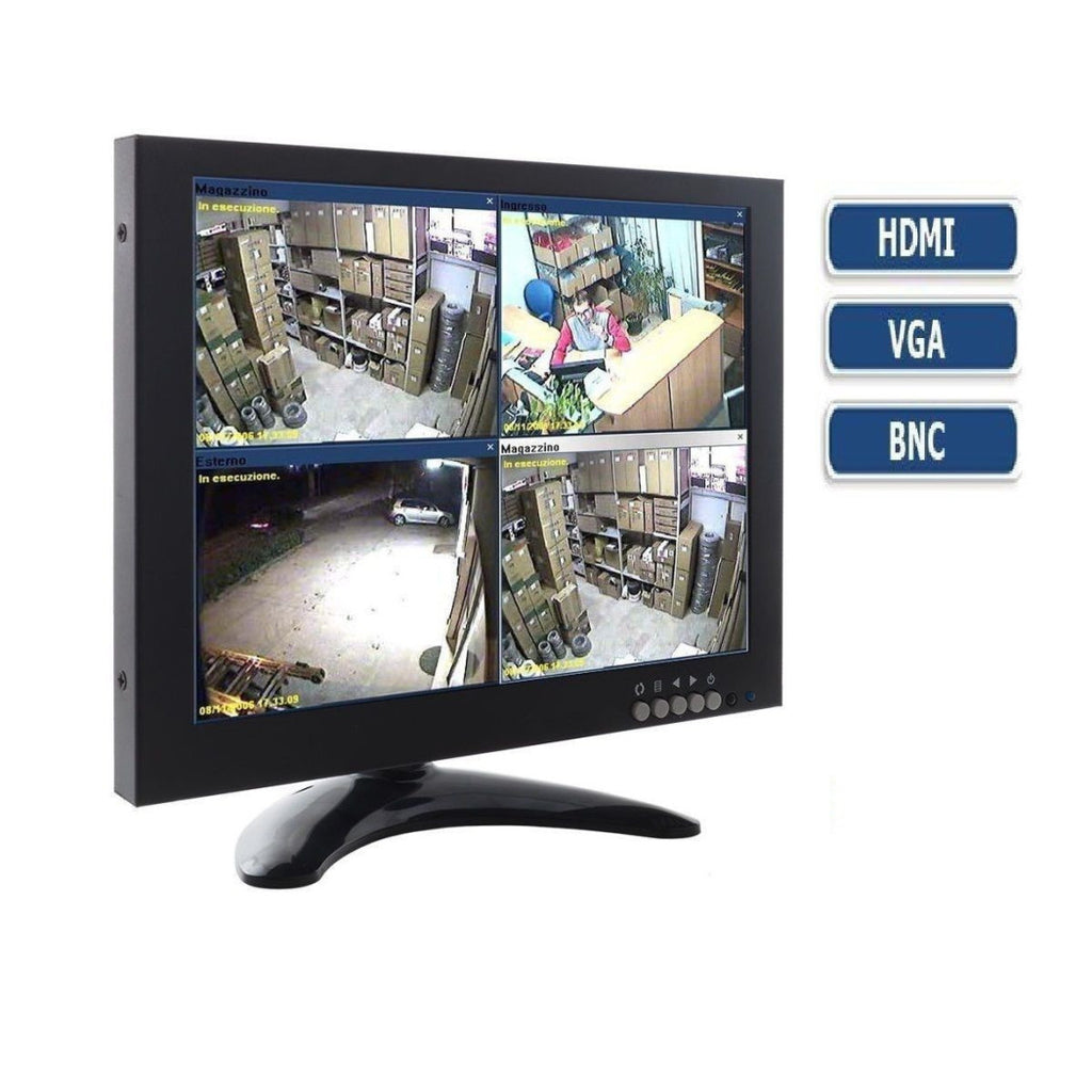TV TELEVISORE MONITOR LCD 12' POLLICI TFT VIDEOSORVEGLIANZA VGA BNC HDMI RCA